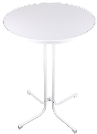goodsforbusiness Stehtisch Partytisch runde weiße Platte D80 x H107 cm, Eventtisch Holzwerkstoff beschichtet, Bartisch weißes klappbares Metallgestell, Biergartentisch für Innen u. Außen