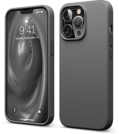 elago Liquid Silicone Case Compatible with iPhone 13 Pro Case (6.1), Premium Silicone, Full Body Protection - 3 Layer Shockproof Phone Cover, Anti-Scratch Soft Microfiber Lining (Dark Grey)
