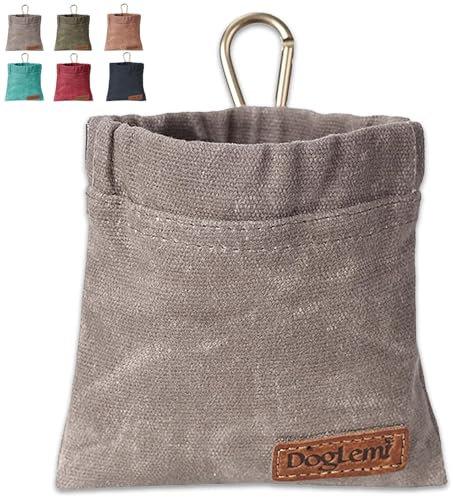 Duuclume Leckerlibeutel für Hunde Hundeleckerli-Tasche, Welpentrainingstasche für Hunde, freihändiges Training, mit Karabiner, für Welpen, Reisen oder im Freien (Grau)