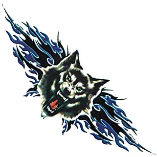Wolfskopf Autoaufkleber,Asudaro 3D Wolfskopf Autoaufkleber Lustige Reflektierender Wasserdicht Wolf Totem Autoaufkleber Auto Motorhaube Fahrzeugkörper Dekoration Aufkleber,50x18cm,grau