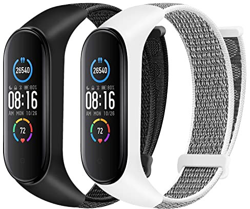 Huamanlou Nylon Armband Kompatibel mit Xiaomi Mi Band 6/Mi Band 5/Mi Band 4/Mi Band 3/Amazfit Band 5 Armband, Weiches Sport Uhrenarmband Verstellbarer Ersatzarmband für Herren Damen