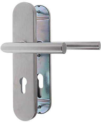 ToniTec Haustür Schutz-Drückergarnitur Edelstahl Entfernung 72 mm L-Form ohne Zylinderabdeckung für Türstärke 36-53 mm