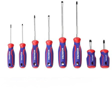 WORKPRO Set di cacciaviti/Phillips a taglio/grande/piccolo, 8 pezzi, 36 x 18,5 x 18,5