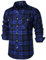 PARKLEES Herren Freizeithemden Regular Fit Button Down Check Kariert Flanellhemden mit Taschen PZLCL41 Royalblau M