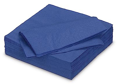 Servietten aus Papier 25x25cm 50 Stück - Farbauswahl in 25x25/33x33/40x40cm - Einweg Cocktailservietten 2-lagig - Einfarbige Papierservietten für Hochzeit, Geburtstag und Alltag - Blau