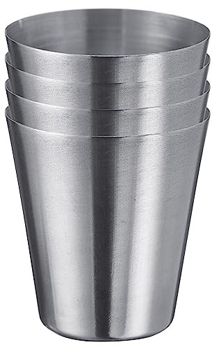 Westmark Mini-Becher Mendo – Mini-Gläser-Set für Zuhause und Unterwegs, ideal als Schnapsgläser oder Shotgläser, klein und stapelbar – 30 ml, Edelstahl 18/8, 4 Stück