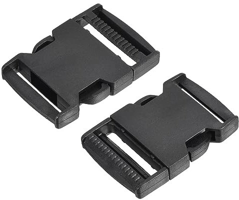 QUARKZMAN 45cm Breite Plastikschnalle x 2 stk. Flach Seite Schnellspanner Schnalle Klipp für Gurtband Rucksack, Schwarz