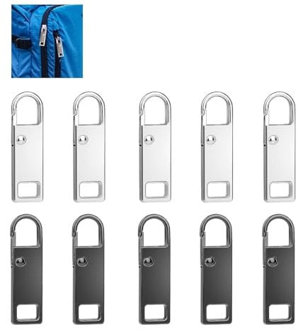 Reißverschluss zipper,10Stück Zipper für reißverschluss, Reißverschluss anhänger, Ersatzteile Reißverschluss Zipper,Metall Zipper Pullset,für Geldbörse, Kleider, Jeans, Koffer, Gepäck 
