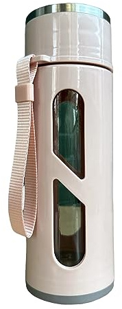 GMM Trinkflasche Glas Flasche 500ml Glasflasche Glaskanne mit Schraubverschluss (Puderrosa)