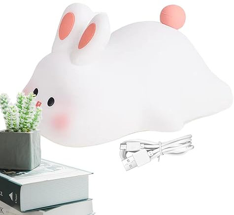 Fowybe Rabbit Night Lamp | Kids Night Lamp, Cute Big Face Rabbit,Soft Rabbit Table Lamp, Kids Night Light, Big Face Rabbit Silicone Touch Lamp, Cute Kids Night Lamp
