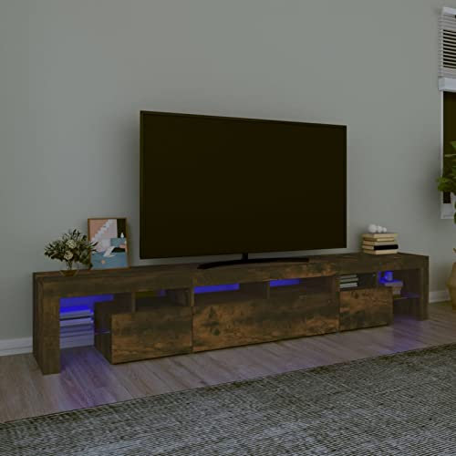SECOLI TV-Schrank Eiche (Räucher) 230 x 36.5 x 40 cm mit LED TV Board für Wohnzimmer und Schlafzimmer