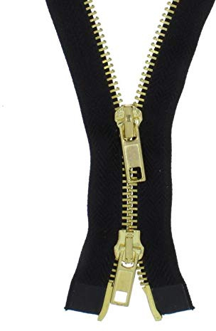 Cerniera in plastica nera o metallo divisibile o divisibile in 2 vie, 5 mm o 8 mm (metallo oro (5 mm) – divisibile in 2 vie, 73 cm)