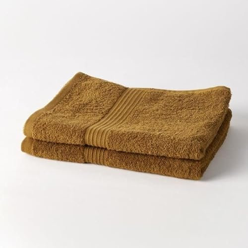 TODAY Lot de 2 Serviettes de Toilette 50x90 cm 100% Coton Bronze