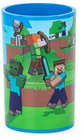 Jay Franco Minecraft Zahnbürsten-/Stifthalter aus Kunstharz, mit Creeper & Enderman, Blau