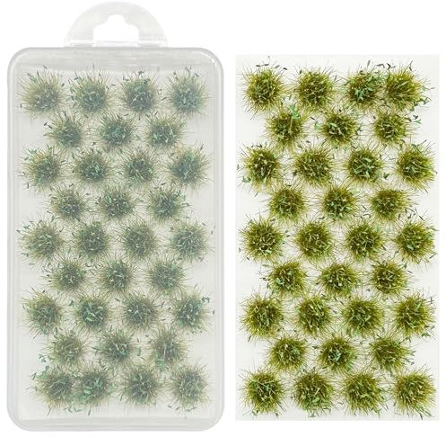 Woohome 32 PCS Modèle Arbres Gazon Lichen pour Feuillage, Touffe d'herbe Statique Herbe Artificielle Modèle pour Le Chemin de Fer de Paysage de Train - Vert