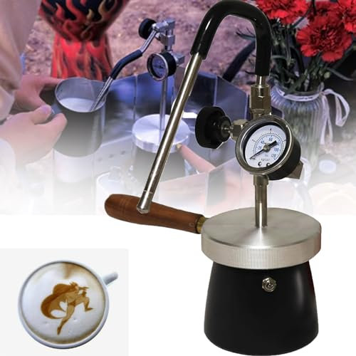 JINTAOMA Milk Frother for Outdoor Use, Steam Boiling Water Frothing Device, with 3-Hole Nozzle, Air Pressure Gauge, Stainless Steel Boiler, Open Flame and Induction Hob Heating