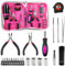 23 Pieces Pink Tool Kit, Comes with Pliers, Socket, Screwdriver, Hand Tools for Home, DIY Tool Box, Suitable for Home Appliances, Computers, Cars