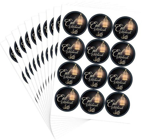 Baokuan 120pcs Rund Eid -fitr Aufkleber Festival Geschenk Lable Sticker Muslim Eid Dekorationen Papieraufkleber Für Süßwarensäcke, Geschenkverpackung