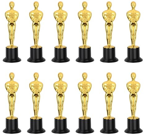Granvoo 12 Pokal Kinder Set, 15,2 cm/13 cm Mini Goldene Trophäen aus Kunststoff, Kleine Siegertrophäe für Schulauszeichnungen, Partys, Feiern und Sport (15.2cm)
