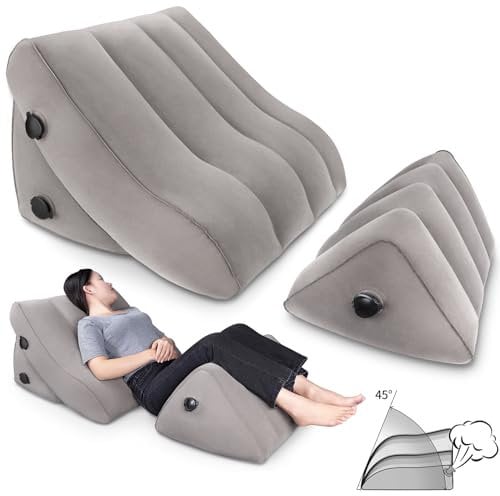 SAHEYER Aufblasbares Rückenlehnen Beinkissen Set, 2 verstellbare aufblasbare Keil-Lesekissen Ergonomisches Bein-Rückenstützkissen Rückenvenenkissen zur Bein-Rückenschmerzen Linderung