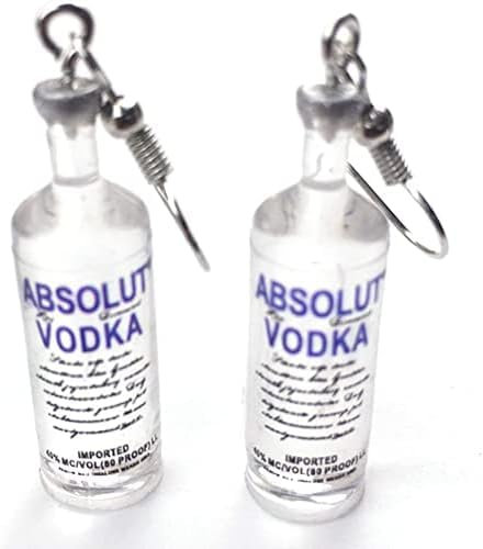 Enyolidimk 1 Paar Wodka-Flaschen-Ohrhänger, kreativer Cartoon-Trink-Bier-Stil, Pandent-Ohrringe, klare Flasche, baumelndes Ornament, praktisches Design und langlebig, Schmuckzubehör
