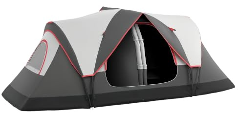 Outsunny Tienda de Campaña Familiar 450x215x180cm | Para 6-8 Personas, Tienda de Camping Plegable, 2 Habitaciones, Bolsa de Transporte Impermeable, Senderismo