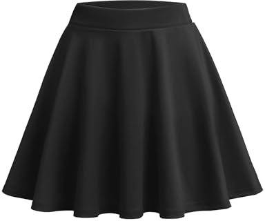 Zeagoo Damen Mini Rock Sommer Kurz Skater Rock Basic Solid Dehnbaren Skater Mini Rock Schwarz M