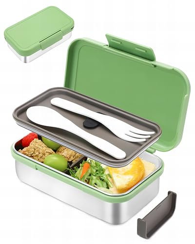 Bugucat Fiambrera Acero Inoxidable 900ML,Lunch Box Acero Inoxidable con 1 ParticióN ExtraíBle, a Prueba de Fugas Fiambrera para Niños, Fiambrera Apta para Microondas y Lavavajillas,Libre de BPA