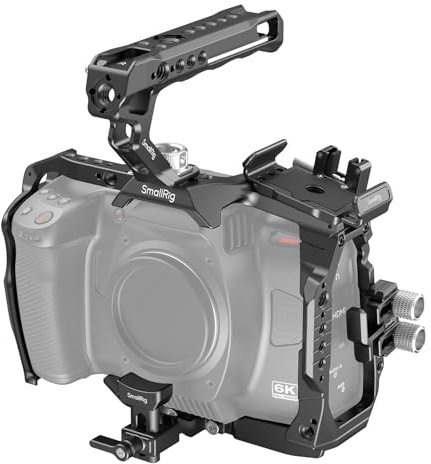 SMALLRIG Kit Gabbia di Base per Blackmagic Design Cinema Camera 6K, Gabbia per BMCC 6K, con Maniglia Superiore, Supporto SSD, Morsetto per Cavo e Supporto Adattatore per Attacco Obiettivo - 4574