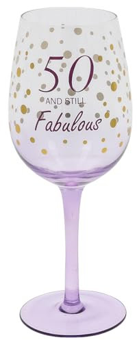 Shudehill Giftware Gold Speckle Birthday Special Age Colourful Wine Glass - 18th, 21st, 30th, 40th, 50th, 60th, 70th Birthday Gift (50)
