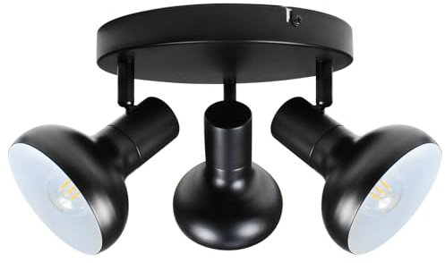 HiBay LED Deckenstrahler 3 Flammig E14 Deckenlampe Schwarz Weiß Modern Max.35 Watt Schwenkbar Deckenspots für Küche Schlafzimmer Wohnzimmer (Ohne Leuchtmittel)