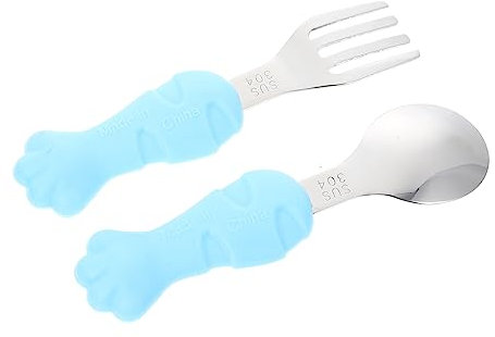 BESTonZON 1 Satz Spork Mit Kurzem Griff Lernlöffel Bagger Für Kinder Kinderbesteck Löffel Kinder-fütterungsset Geschirrset Für Kinder Babybesteck Essen Geschirr Blue Kieselgel