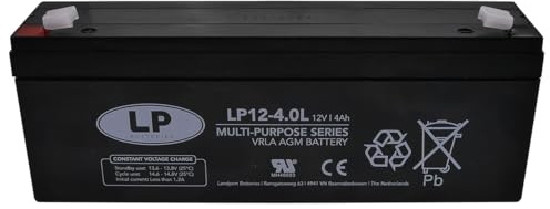 LP Batteries LP12-4 12V 4Ah Sealed Lead Acid Battery – AGM VRLA Rechargeable, Maintenance Free Backup Power for Alarm, Security, UPS, and Solar Systems (T1 Terminals)