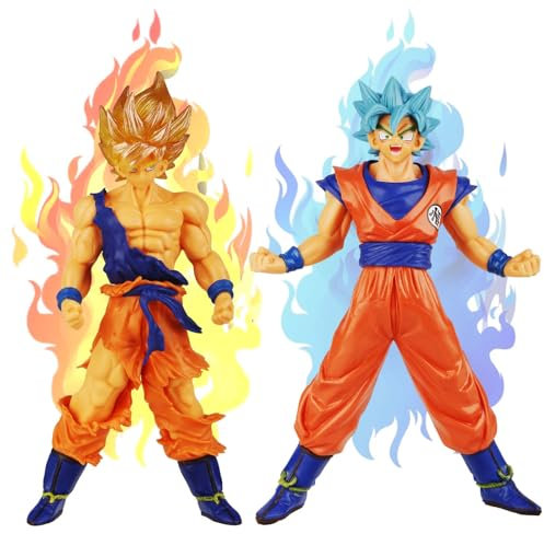 2 Stück Goku Figur - Dragon Ball Super Actionfiguren, 17 cm, Mehrfarbig, perfekt für Kinder Geburtstag Geschenk, Desktop Dekoration