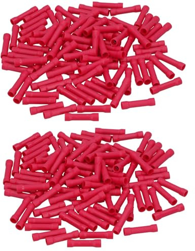 Insulated Straight Butt Connectors Electrical Crimps Terminals Red 200pc