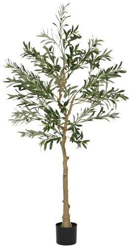 HOMCOM Planta Artificial Decorativa Grande 150 cm Olivo Artificial Planta Artificial con Maceta y Hojas para Interior Verde