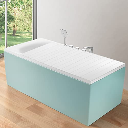 Foldable Bathtub Cover PVC Bathtub Boards, Dustproof Bath Covers, Insulation PVC Foldable Board Dustproof Bath ray for Home, Bathroom Spa, White (170 * 75 * 0.65cm)