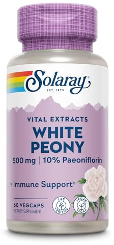 Solaray White Peony Wurzel-Extrakt | 500mg | 60 Kapseln | vegan | laborgeprüft | Nahrungsergänzungsmittel mit weißer Pfingstrose, Paeoniflorin | traditionelle chinesische Medizin