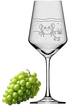 eXODA Weinglas Gravur Krebs mit Baby maritim spülmaschinenfest für Feiern | Füllmenge 350 ml, maritimes Design, spülmaschinenfest, ideal für Feiern, soziale Projekte gefördert