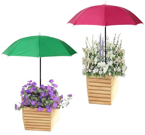 Lyreh 2pcs Réglable Parapluie pour Plantes, Imperméables Pare Soleil Plantes avec Poteaux Métal et Piquets en Forme H Parasol d'Extérieur pour Végétaux Pot Fleurs Légumes