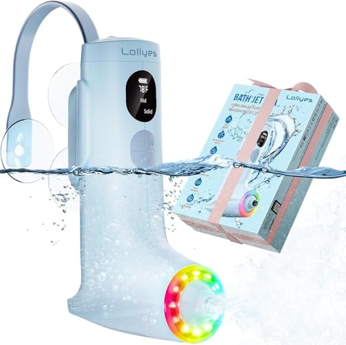 Bath‑Jet‑Spa mit Jet‑/Blubber Modus, 3‑stufiger Wasser Geschwindigkeit, LED‑Beleuchtung und 2600mAh Akku, Tragbares Badewannenzubehör für entspannende Home‑Spa, Wellness‑Geschenk für Frauen