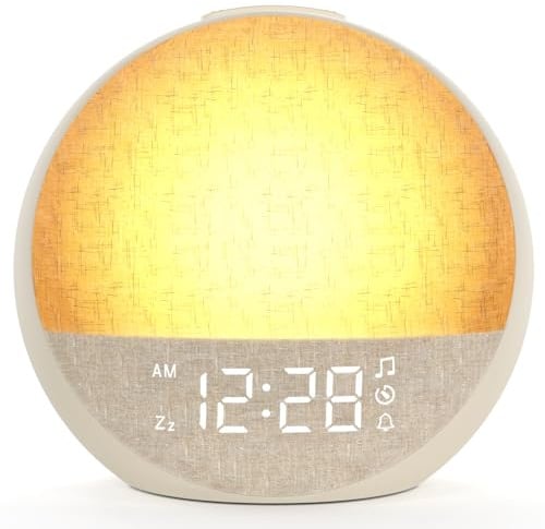 Tageslichtwecker für sanftes Aufwachen,Geschenk für Erwachsene Jugendliche Kinder,Sonnenaufgangswecker Lichtwecker mit 7 Wecktöne, 30 Naturgeräusche, Timer, Snooze, Nachttischlampe mit 11 Farben