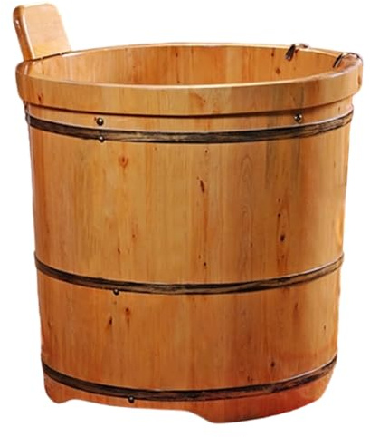 Runde Badewanne Aus Massivholz, Tiefe Wassertherapie-Badewanne Für Kinder Im Japanischen Stil, Freistehende Holzbadewanne Für Den Innenbereich – Platzsparender Whirlpool,80cm/31.5n
