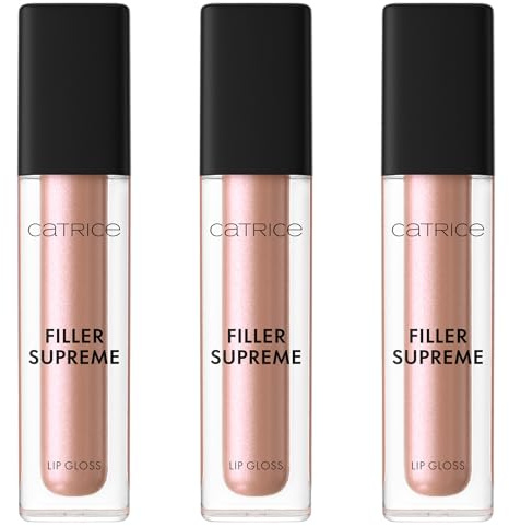 Catrice Filler Supreme Lip Gloss, Nr. 080, Nude, feuchtigkeitsspendend, volumengebend, vergrößernd, glänzend, vegan, ölfrei, ohne Konservierungsstoffe, ohne Parabene, 3er Pack (3x3.2ml)