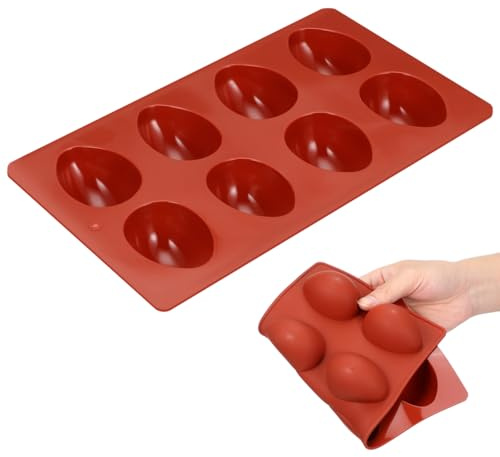 Hemobllo Osterei Silikonform 8 Mulden – BPA-frei, antihaft & hitzebeständig bis 230 °C, einfaches Lösen für Schokoladeneier, Pralinen, Gelee & Seife – Backform für Ostern, Kindergeburtstage & Geschenk