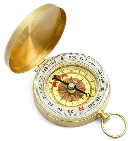 NYVOR Kompass Outdoor, Portable Compass Messing mit Leuchtenden Wasserdichten Funktionen, Taschenkompass aus Metall für Wandern Camping Navigation Orientierung Outdoor-Aktivitäten Kinder Erwachsene