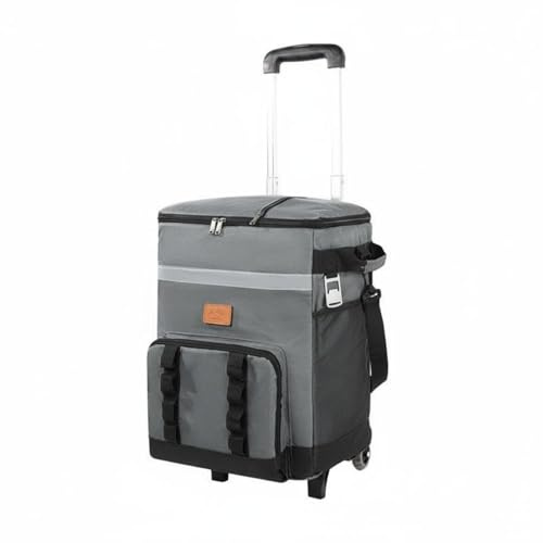 predolo Trolley-Kühltasche großes Fassungsvermögen Rollkühlbox Isolierung Kühltasche mit Rollen für Picknick, Camping, Outdoor, Dunkelgrau