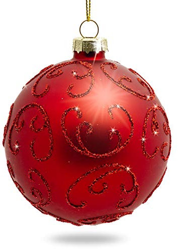 Sikora Highlights 4er Set ausgefallene Christbaumkugeln aus Glas Rot 8cm, Farbe/Modell:Modell Florenz rot, Höhe in cm:8 cm