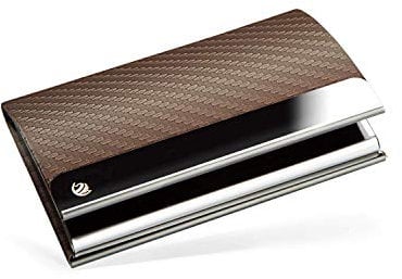 BRODI® Premium Visitenkarten-Etuis für eine besonders schonende Aufbewahrung | Hochwertiges Kartenetui aus Edelstahl mit Magnetverschluss | Visitenkartenhülle Leder (Schwarz, Braun)