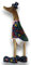 ART-CRAFT Holz Ente Lauf Ente Gartendeko Figur aus Bambus Wurzel und Teak Holz mit Blumen Motiv verziert in blau 25cm hoch